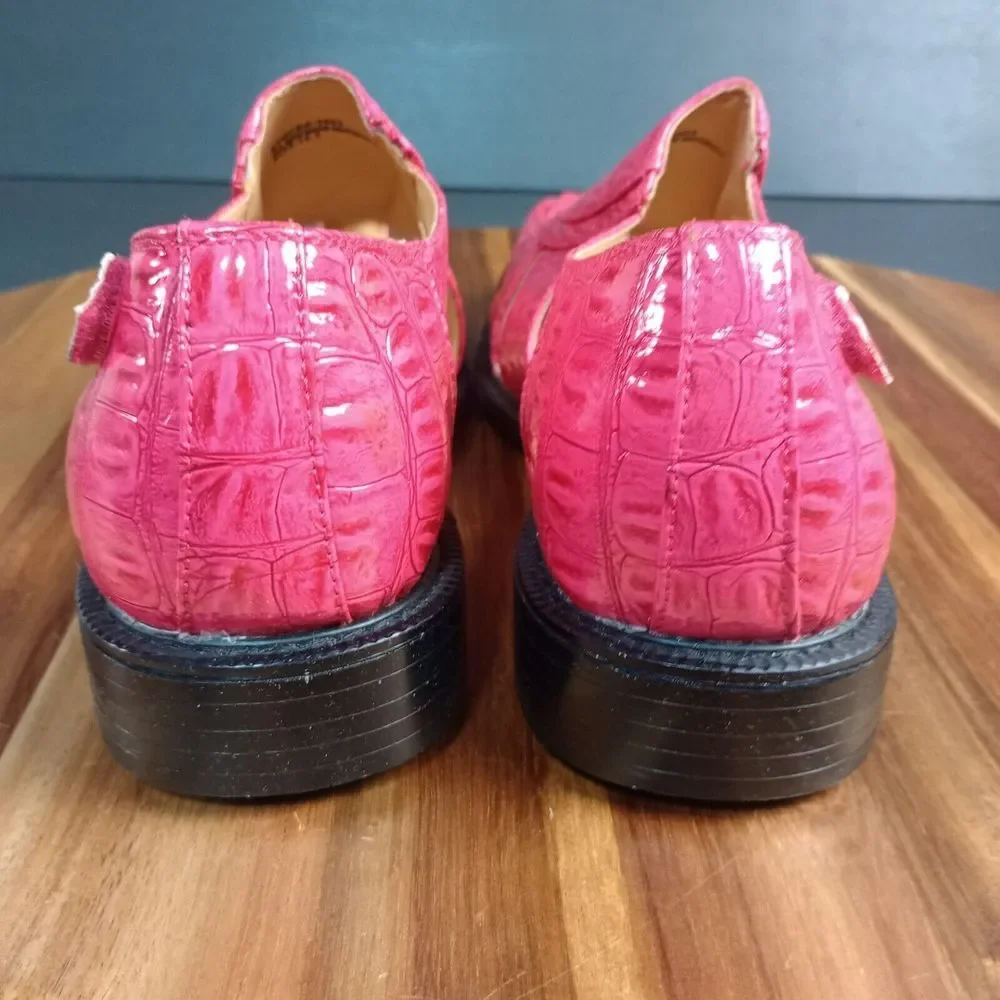 Roberto Chillini Faux Gator‎ Dress Shoes Pimp Shoes Unique Sandals Pink Sz 10.5